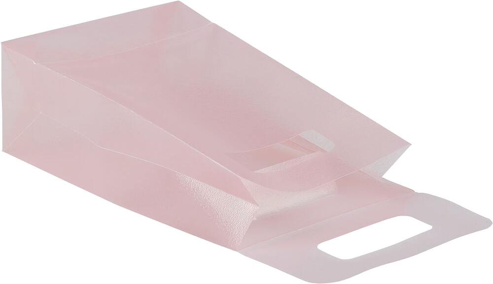 Pink Frosted Medium Plastic Lunch Bags (4 3/4 x 8 1/4 x 2 1/2)