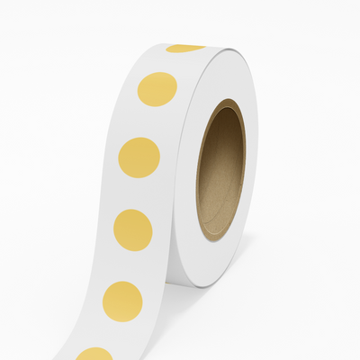 Gold Foil 1 1/4 Inch Roll of Circular Round Labels - Durable with Metallic Finish