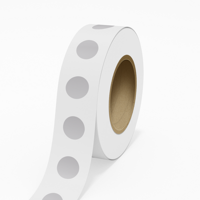 Silver Foil 1 1/4 Inch Roll of Circular Round Labels - Durable Metallic