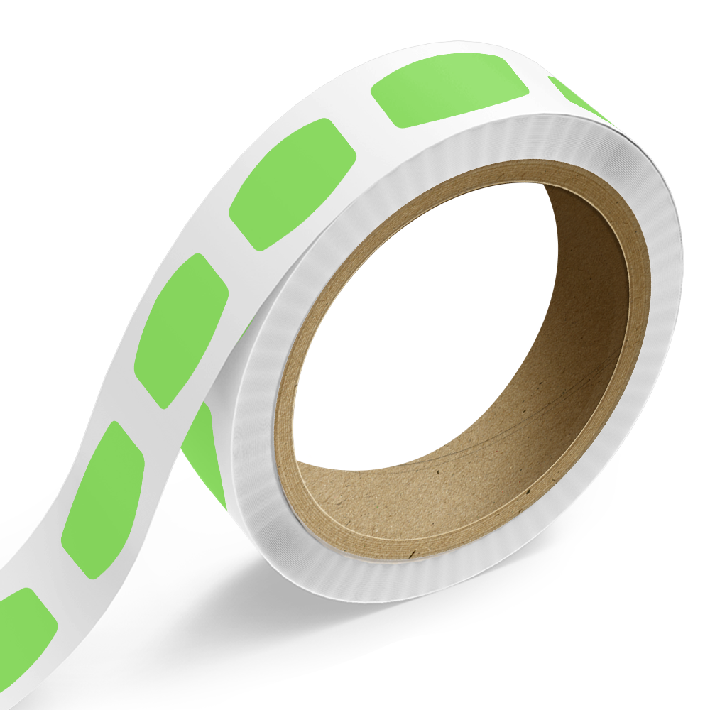 Neon Green 1 1/8 x 2 Inch Roll of Rectangle Labels - Bright Adhesive