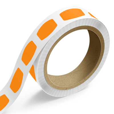 Neon Orange 1 1/8 x 2 Inch Roll of Rectangle Labels - Bright Adhesive
