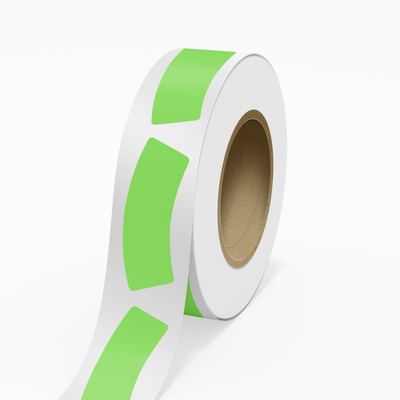 Neon Green 1 3/16 x 3 1/4 Inch Roll of Bottle Neck Shaped Labels - Promotion Beverage Bright Adhesive
