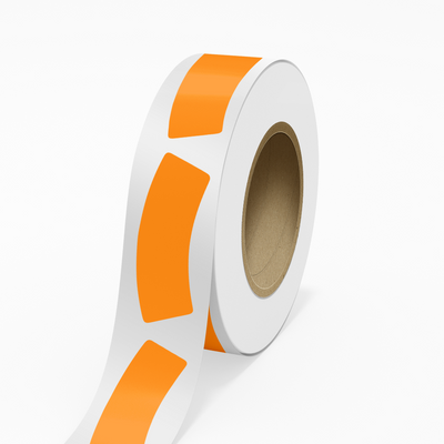 Neon Orange 1 3/16 x 3 1/4 Inch Roll of Bottle Neck Shaped Labels - Promotion Beverage Bright Adhesive