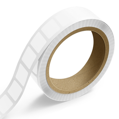 Clear 1 3/4 x 1 3/4 Inch Roll of Square Labels - Tear Resistant with High Gloss Film Layer