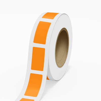 Neon Orange 1 3/4 x 3 1/4 Inch Roll of Rectangle Labels - Bright Adhesive