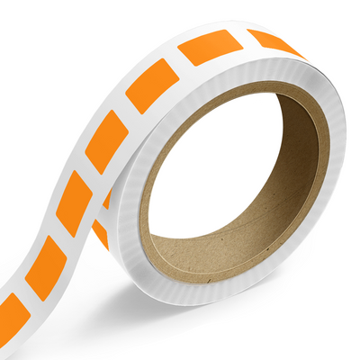 Neon Orange 1 3/4 x 3 Inch Roll of Rectangle Labels - Bright Adhesive