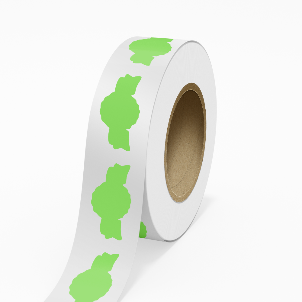 Neon Green 1 3/8 x 2 5/8 Inch Roll of Anniversary Seal Shaped Labels - Scrapbook Bright Adhesive