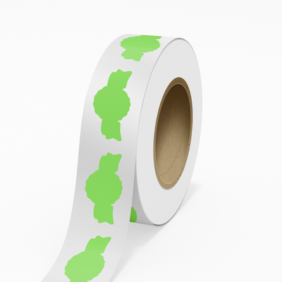 Neon Green 1 3/8 x 2 5/8 Inch Roll of Anniversary Seal Shaped Labels - Scrapbook Bright Adhesive