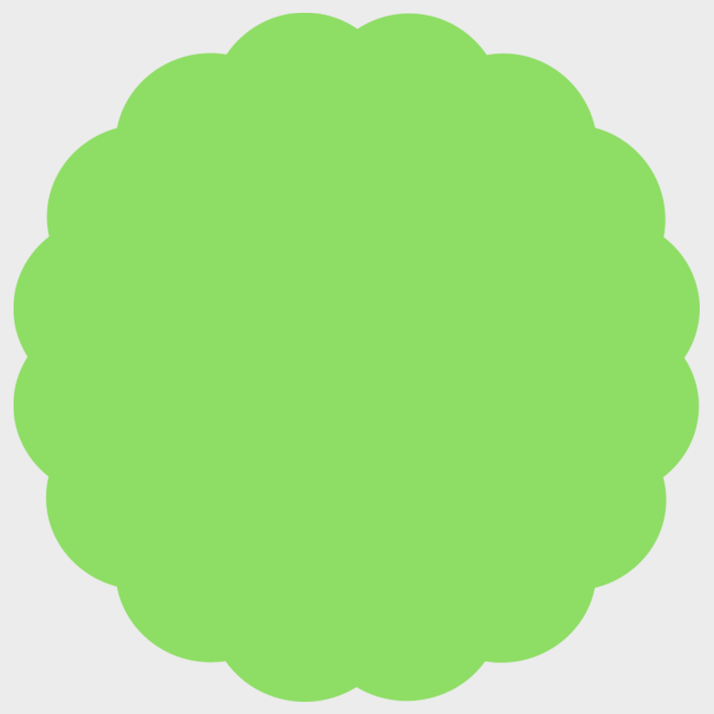 Neon Green 1 5/8 x 1 5/8 Inch Roll of Scallop Shaped Labels - DIY Promotional Project Bright Adhesive
