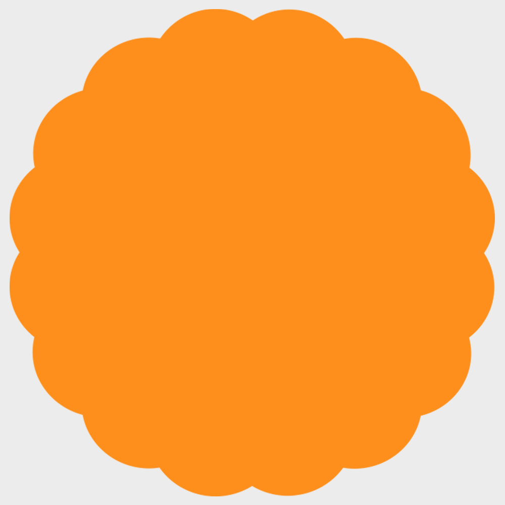 Neon Orange 1 5/8 x 1 5/8 Inch Roll of Scallop Shaped Labels - DIY Promotional Project Bright Adhesive