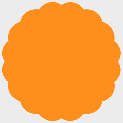 Neon Orange 1 5/8 x 1 5/8 Inch Roll of Scallop Shaped Labels - DIY Promotional Project Bright Adhesive