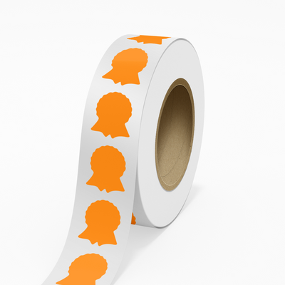 Neon Orange 1 5/8 x 2 Inch Roll of Ribbon Shaped Labels - Prize Support Awareness Bright Adhesive