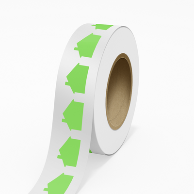 Neon Green 1 7/8 x 2 7/8 Inch Roll of House Shaped Labels - Real Estate Bright Adhesive