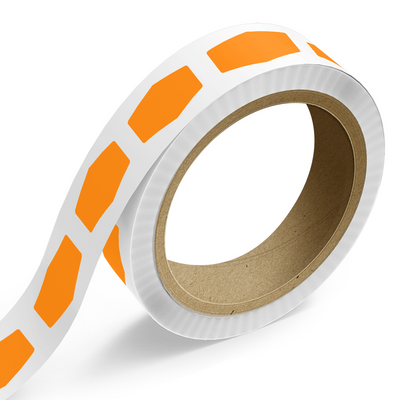 Neon Orange 1 7/8 x 3 15/32 Inch Roll of Marquis Shaped Labels - Bottle Favors Bright Adhesive