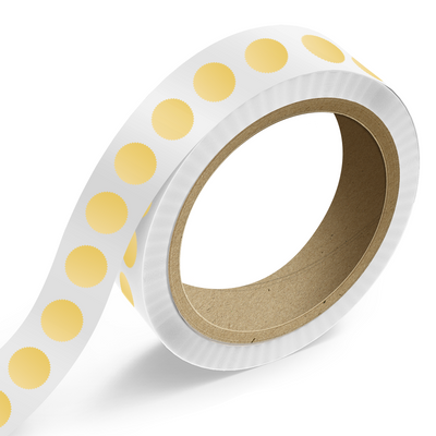 Gold Foil 1 7/8 Inch Roll of Burst Shaped Labels - Sales Certificate Durable with Metallic Finish