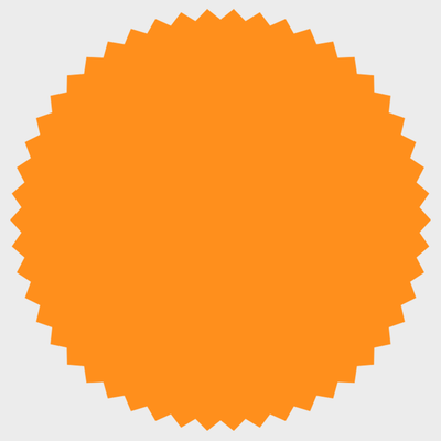 Neon Orange 1 7/8 Inch Roll of Burst Shaped Labels - Sales Certificate Bright Adhesive
