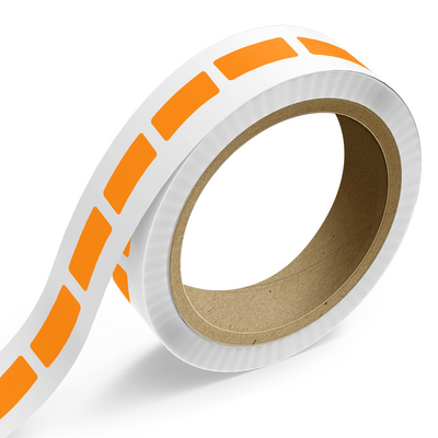 Neon Orange 1 x 2 1/2 Inch Roll of Rectangle Labels - Bright Adhesive