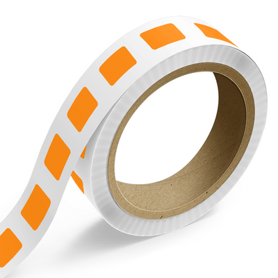Neon Orange 1 x 1 1/2 Inch Roll of Rectangle Labels - Bright Adhesive