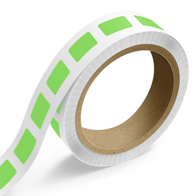 Neon Green 1 x 1 3/4 Inch Roll of Rectangle Labels - Bright Adhesive