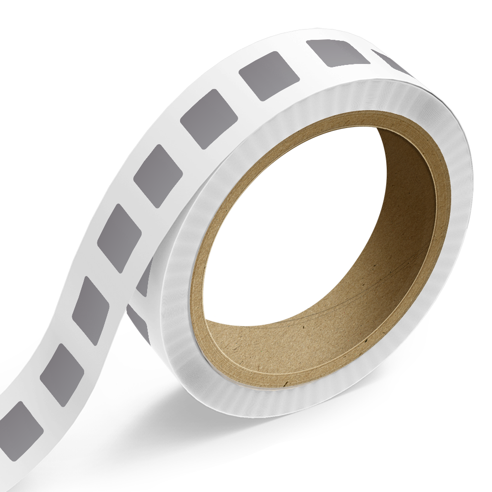 Matte Silver Foil 1 x 1 Inch Roll of Square Labels - Durable
