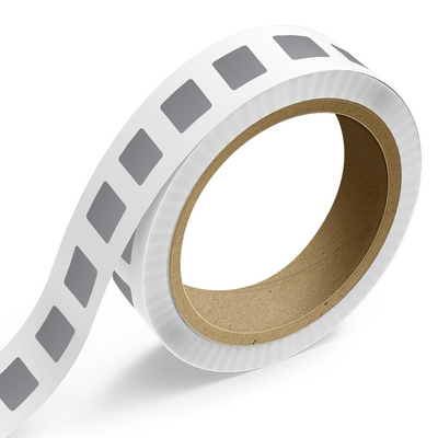 Matte Silver Foil 1 x 1 Inch Roll of Square Labels - Durable