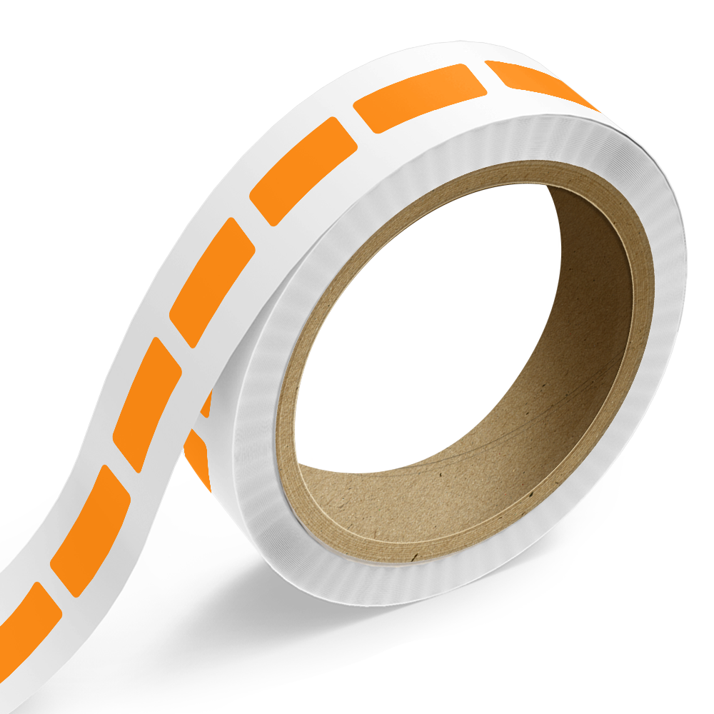Neon Orange 1 x 2 5/8 Inch Roll of Rectangle Labels - Bright Adhesive