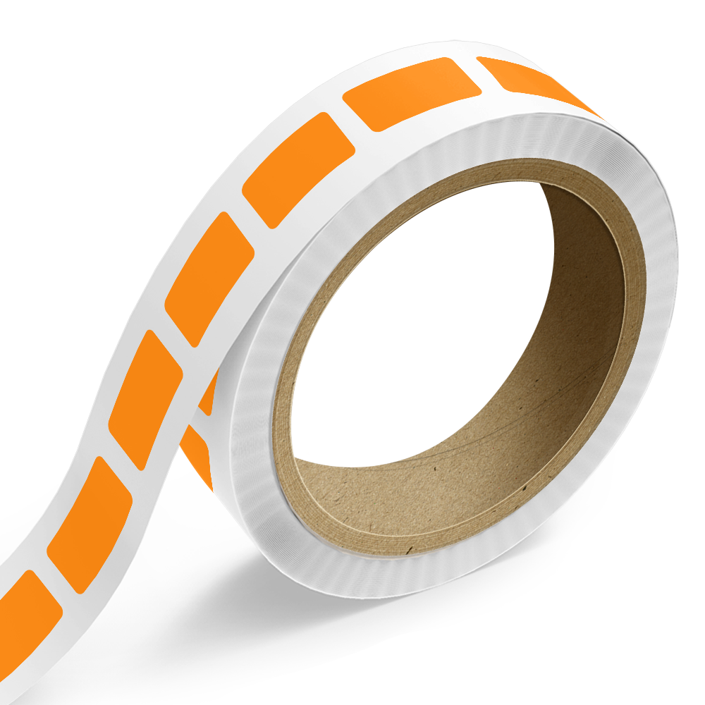 Neon Orange 1 x 2 Inch Roll of Rectangle Labels - Bright Adhesive