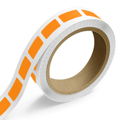 Neon Orange 1 x 2 Inch Roll of Rectangle Labels - Bright Adhesive