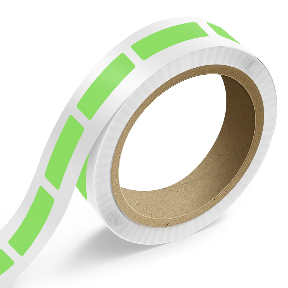 Neon Green 1 x 3 1/2 Inch Roll of Rectangle Labels - Bright Adhesive