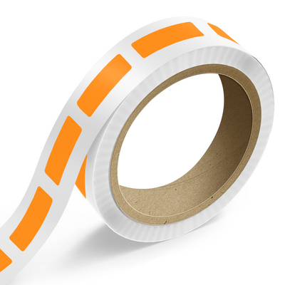 Neon Orange 1 x 3 1/4 Inch Roll of Rectangle Labels - Bright Adhesive