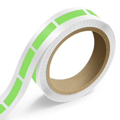 Neon Green 1 x 4 Inch Roll of Rectangle Labels - Bright Adhesive