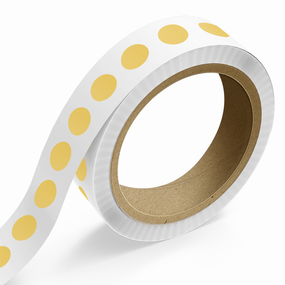 Gold Foil 1 Inch Roll of Circular Round Labels - Durable with Metallic Finish