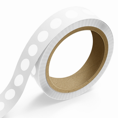 White 1 Inch Roll of Circular Round Labels - Tear Resistant with High Gloss Film Layer