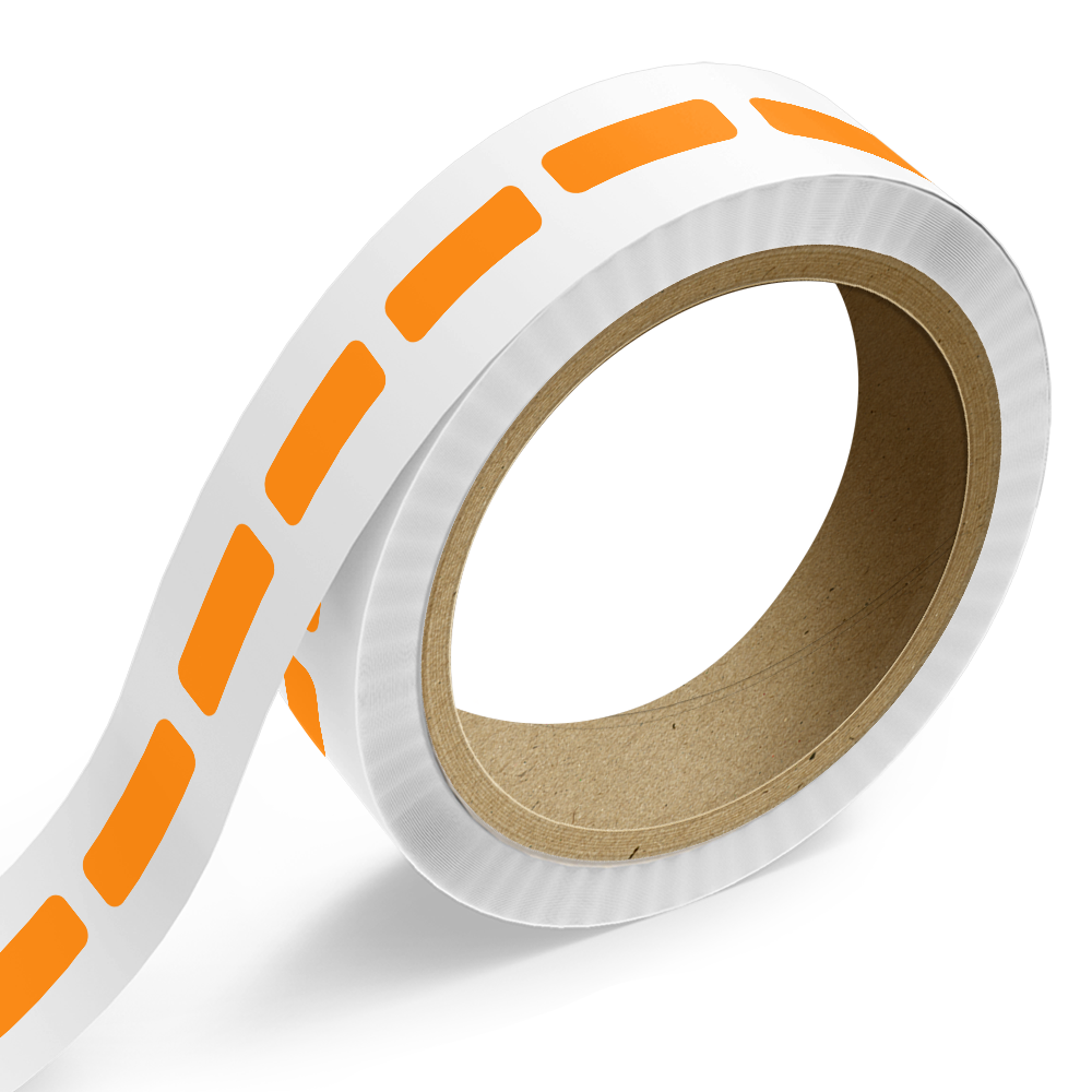 Neon Orange 1/2 x 1 1/2 Inch Roll of Rectangle Labels - Bright Adhesive