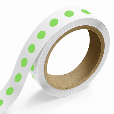 Neon Green 1/2 Inch Roll of Circular Round Labels - Bright Adhesive