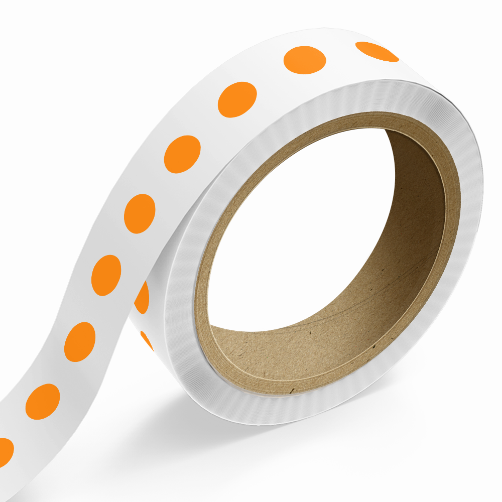 Neon Orange 1/2 Inch Roll of Circular Round Labels - Bright Adhesive