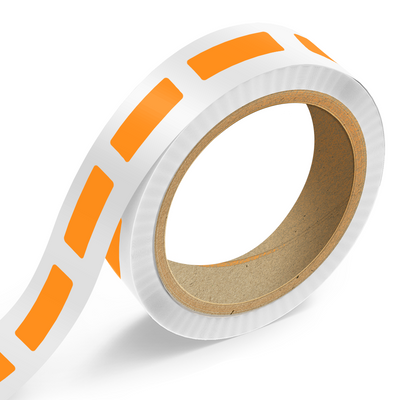 Neon Orange 15/16 x 3 Inch Roll of Rectangle Labels - Bright Adhesive