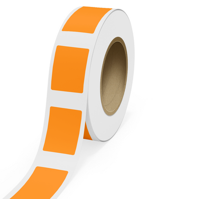 Neon Orange 2 1/2 x 3 1/2 Inch Roll of Rectangle Labels - Bright Adhesive