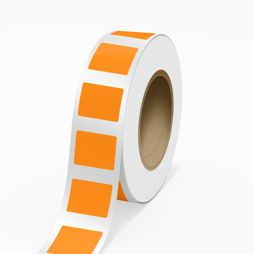 Neon Orange 2 1/2 x 3 Inch Roll of Rectangle Labels - Bright Adhesive