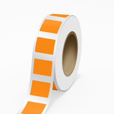 Neon Orange 2 1/2 x 3 Inch Roll of Rectangle Labels - Bright Adhesive