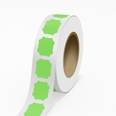Neon Green 2 1/2 x 3 Inch Roll of Vintage Frame Shaped Labels - Crafting Wedding Shower Even Frame Bright Adhesive