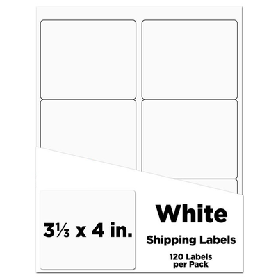 White 3 1/3 x 4 Shipping Labels