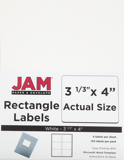 White 3 1/3 x 4 Shipping Labels