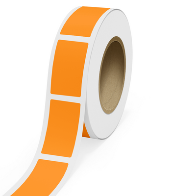 Neon Orange 2 1/2 x 4 1/2 Inch Roll of Rectangle Labels - Bright Adhesive