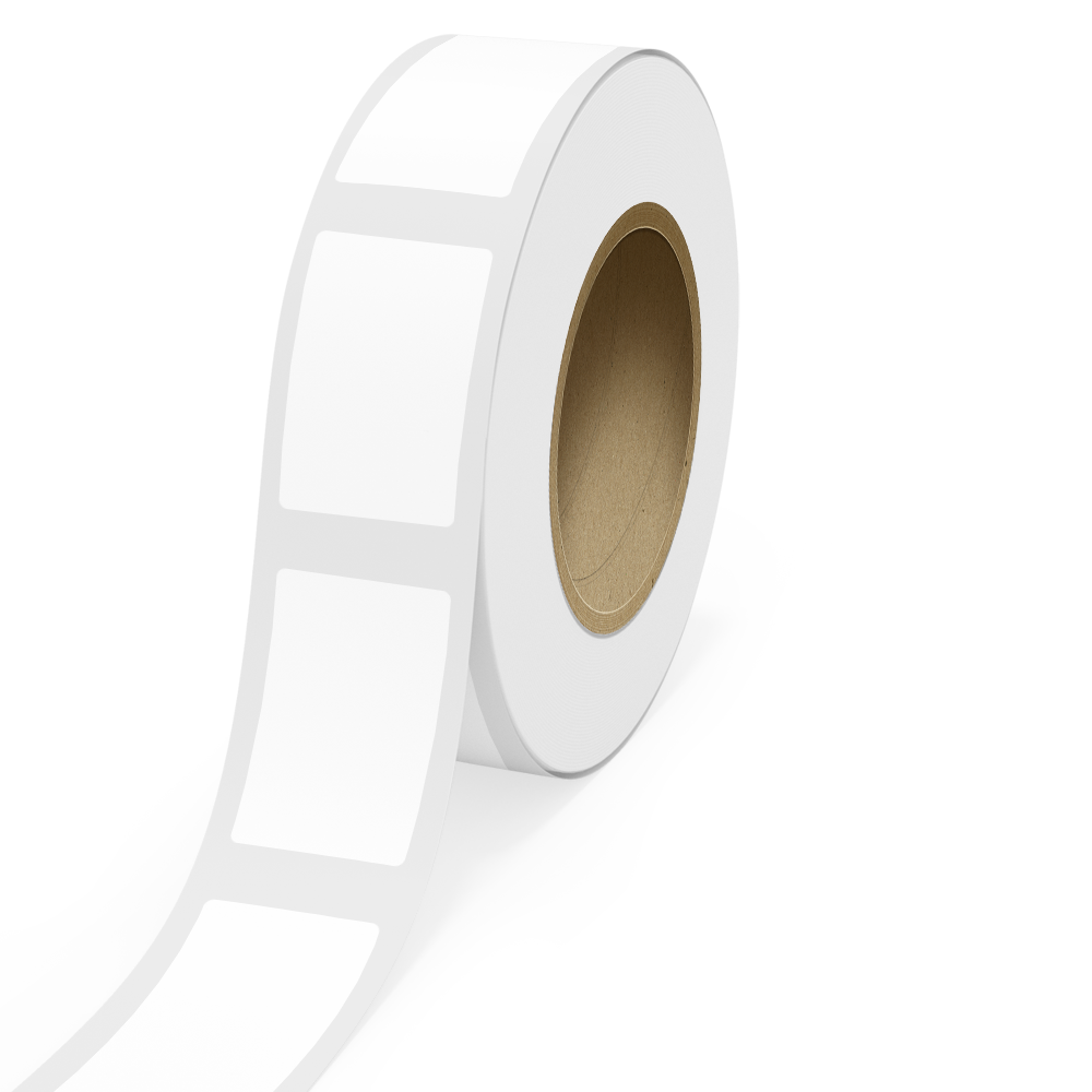White 2 1/2 x 4 Inch Roll of Rectangle Labels - Tear Resistant with High Gloss Film Layer