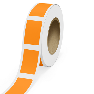 Neon Orange 2 1/2 x 4 Inch Roll of Rectangle Labels - Bright Adhesive