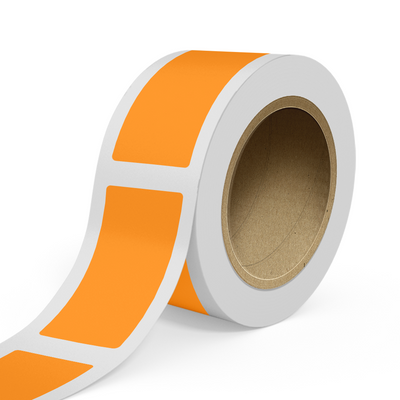 Neon Orange 2 1/2 x 5 Inch Roll of Rectangle Labels - Bright Adhesive