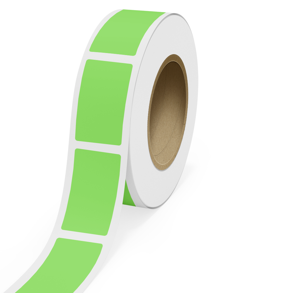 Neon Green 2 1/4 x 4 Inch Roll of Rectangle Labels - Bright Adhesive