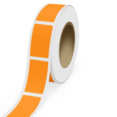 Neon Orange 2 1/4 x 4 Inch Roll of Rectangle Labels - Bright Adhesive