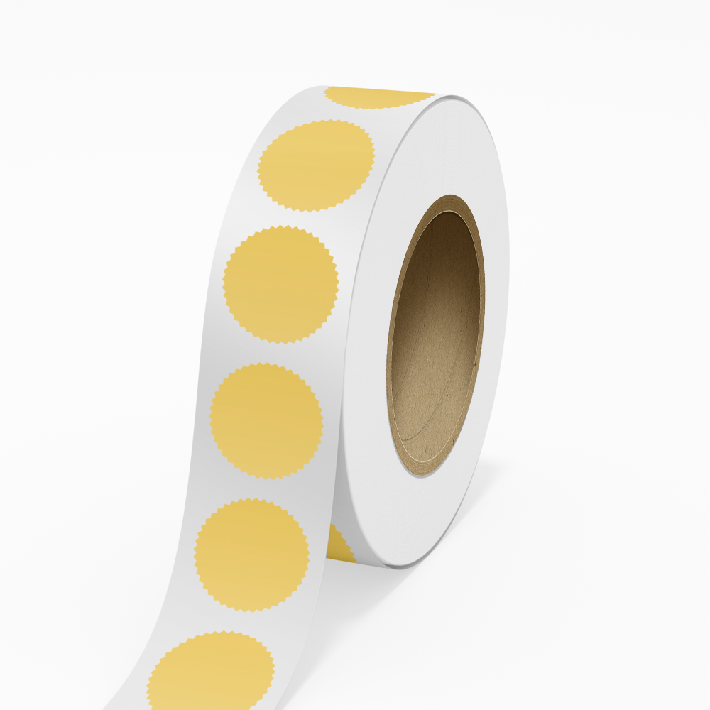Gold Foil 2 1/4 Inch Roll of Burst Shaped Labels - Sales Certificate Durable with Metallic Finish